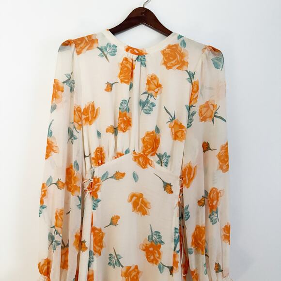 FREE PEOPLE Samantha Long Sleeve Floral Mini Dress Light Combo Large L - Picture 5 of 14